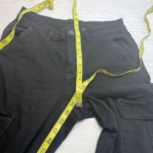 American Eagle Pants Womens 4 Black Cargo Baggy Wide Leg Super High Rise - Picture 4 of 8